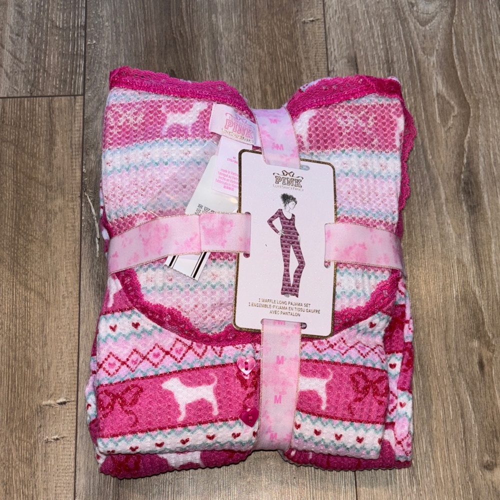 LoveShackFancy X PINK Waffle Knit Pajama Set - Picture 3 of 7